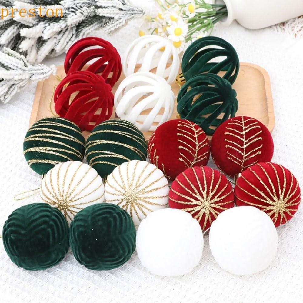Christmas Tree Velvet Baubles Set – 6 Pieces (6 cm)