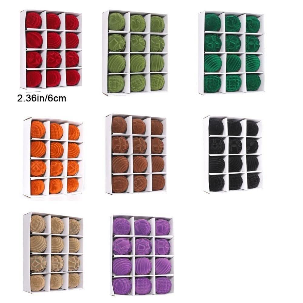 Set of 12 Velvet Christmas Baubles – 6cm