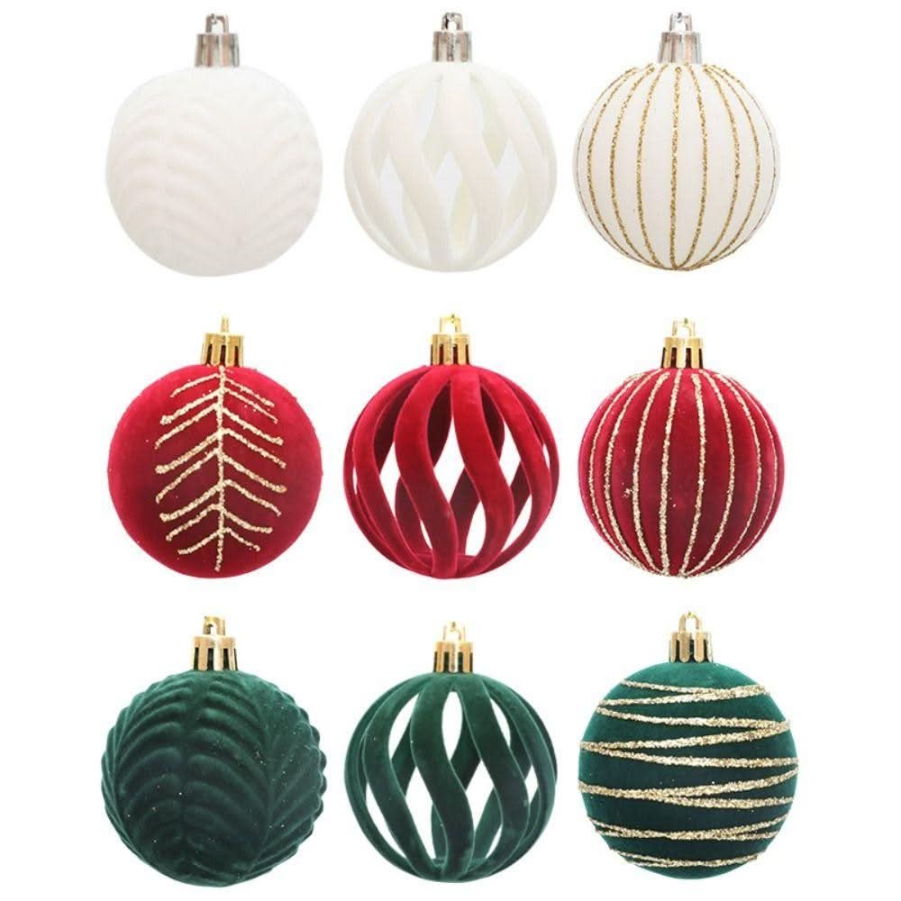 Christmas Tree Velvet Baubles Set – 6 Pieces (6 cm)
